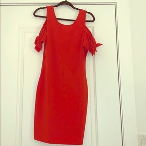 Red cold shoulder dress